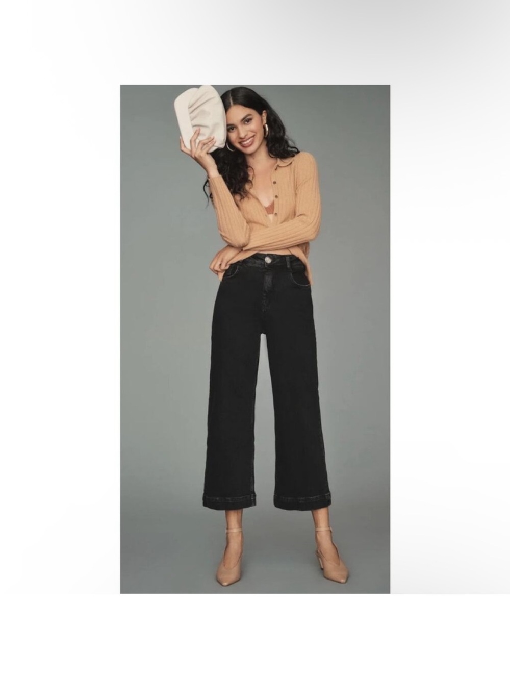 Pilcro Anthropologie The Skipper Black High Rise Crop Wide Leg Jeans
